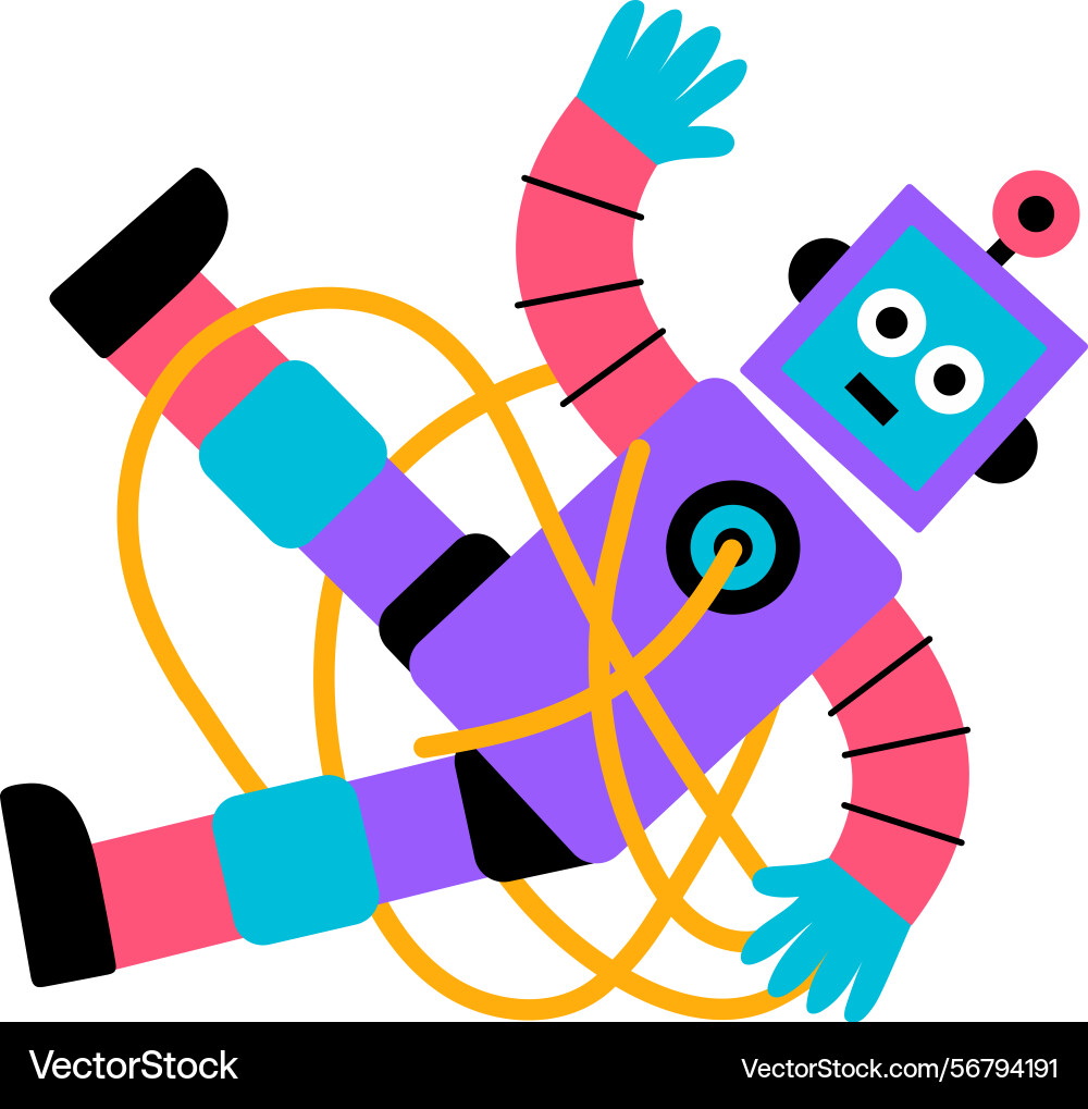 Flat style depicting a robot failure Vector Image