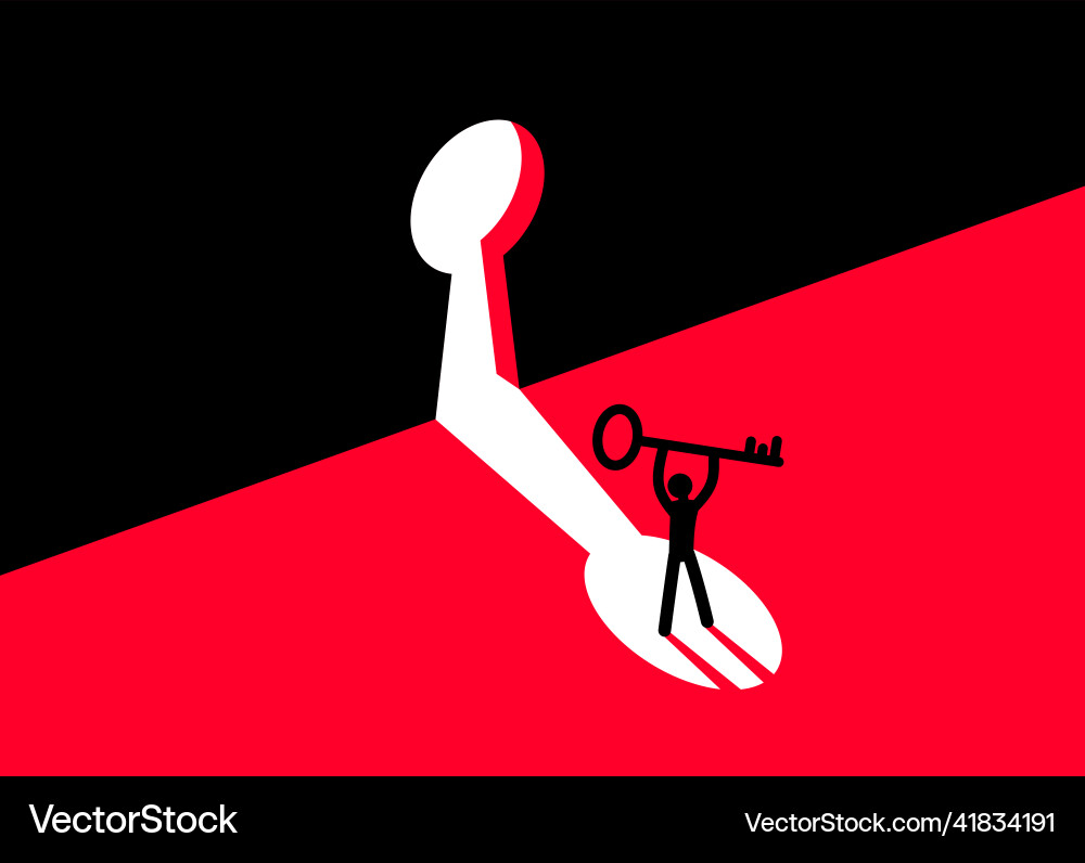 Man standing in front of big keyhole new vector image