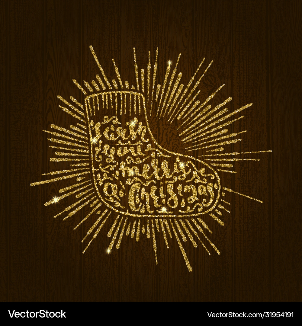 Merry christmas gold text on wooden background Merry christmas gold text on wooden background vector image