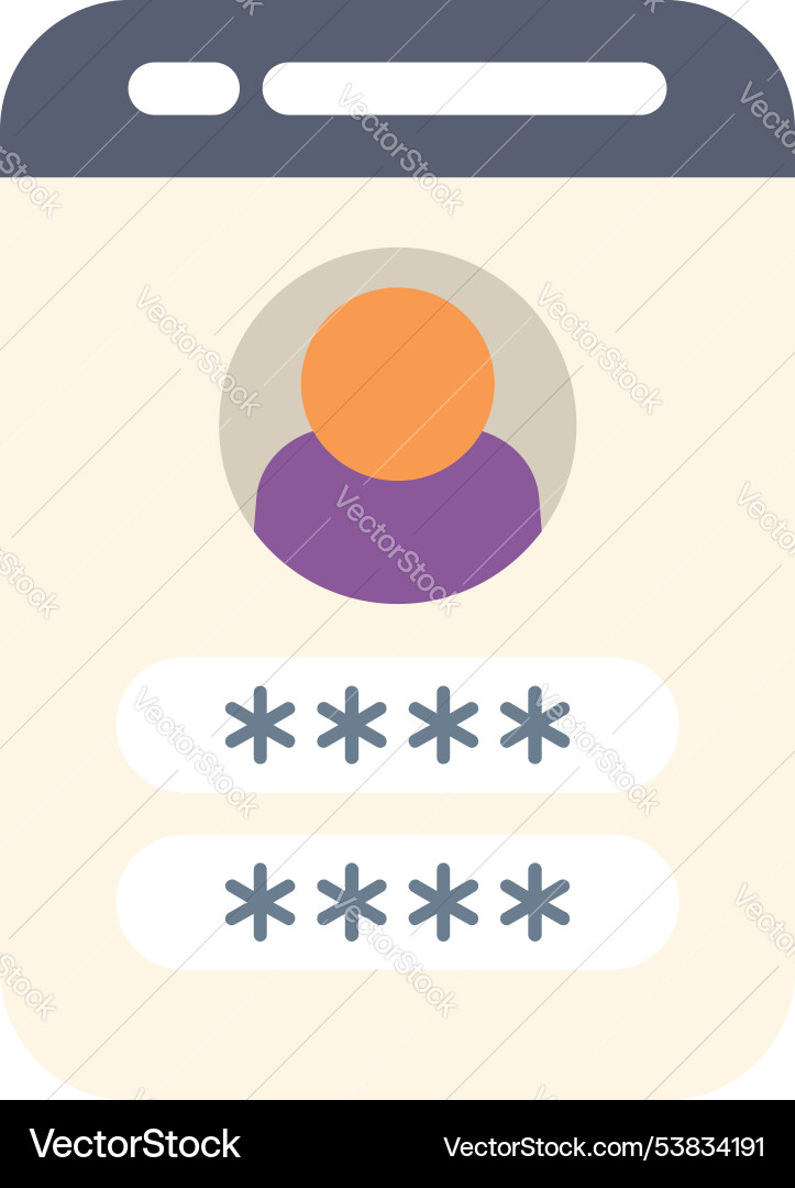 Mobile phone displaying user profile with password Mobile phone displaying user profile with password vector image