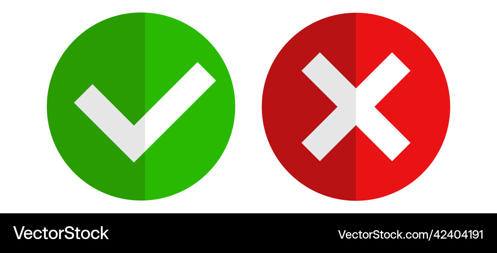 Modern check mark and cross icon set vector image