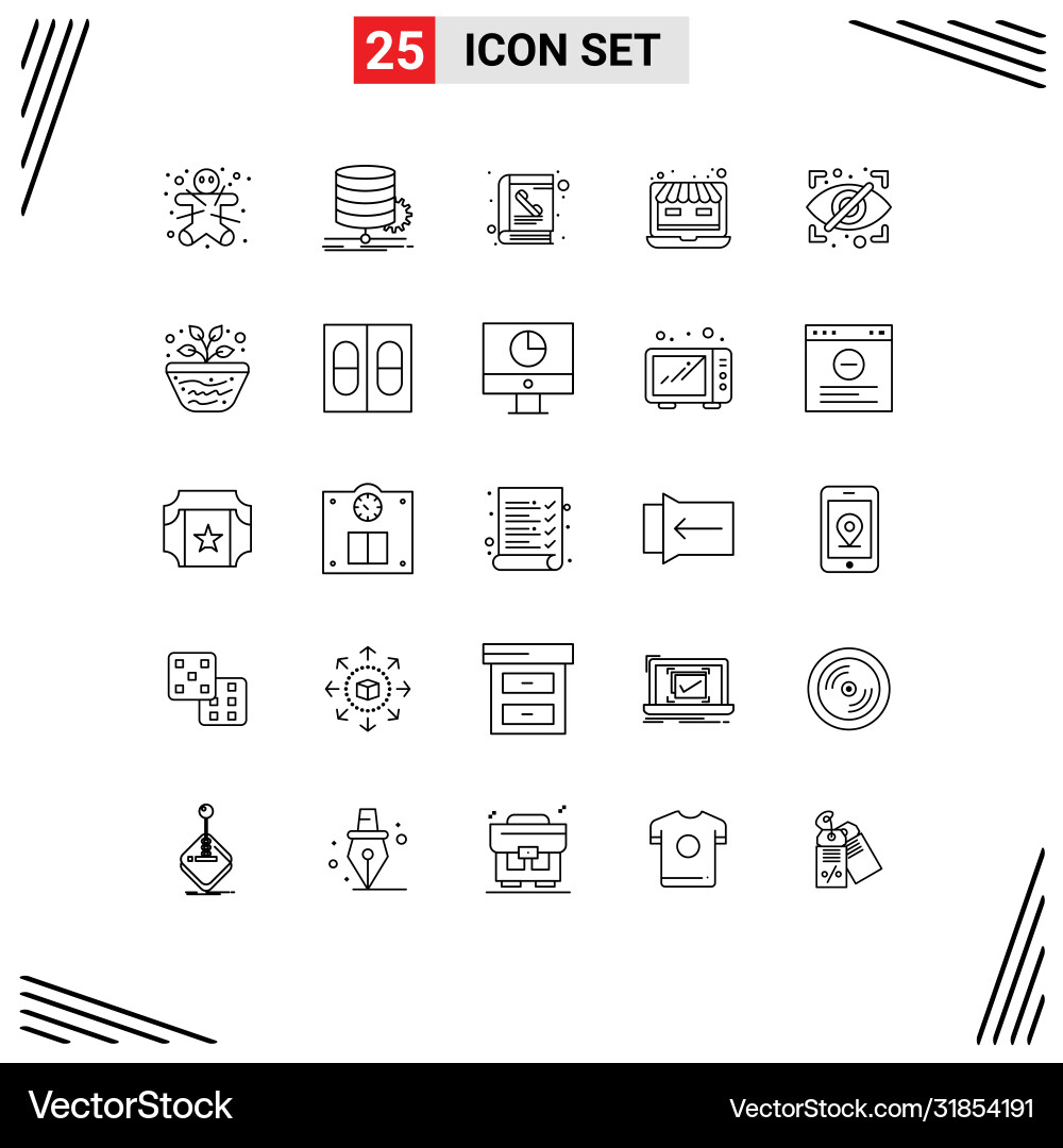 Modern set 25 lines and symbols such as block vector image