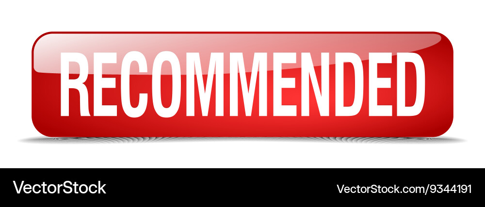 Recommended red square 3d realistic isolated web vector image