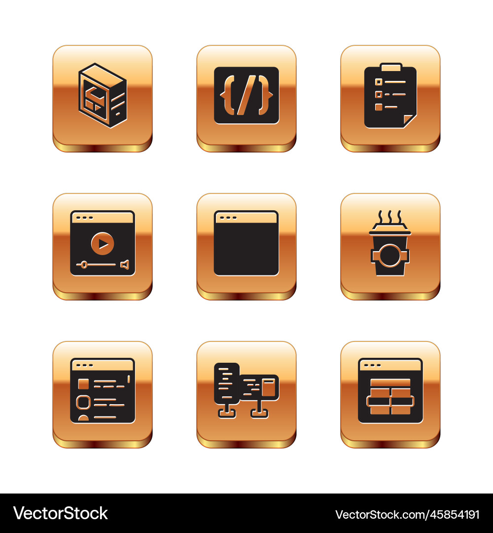 Set computer browser files monitor screen Vector Image