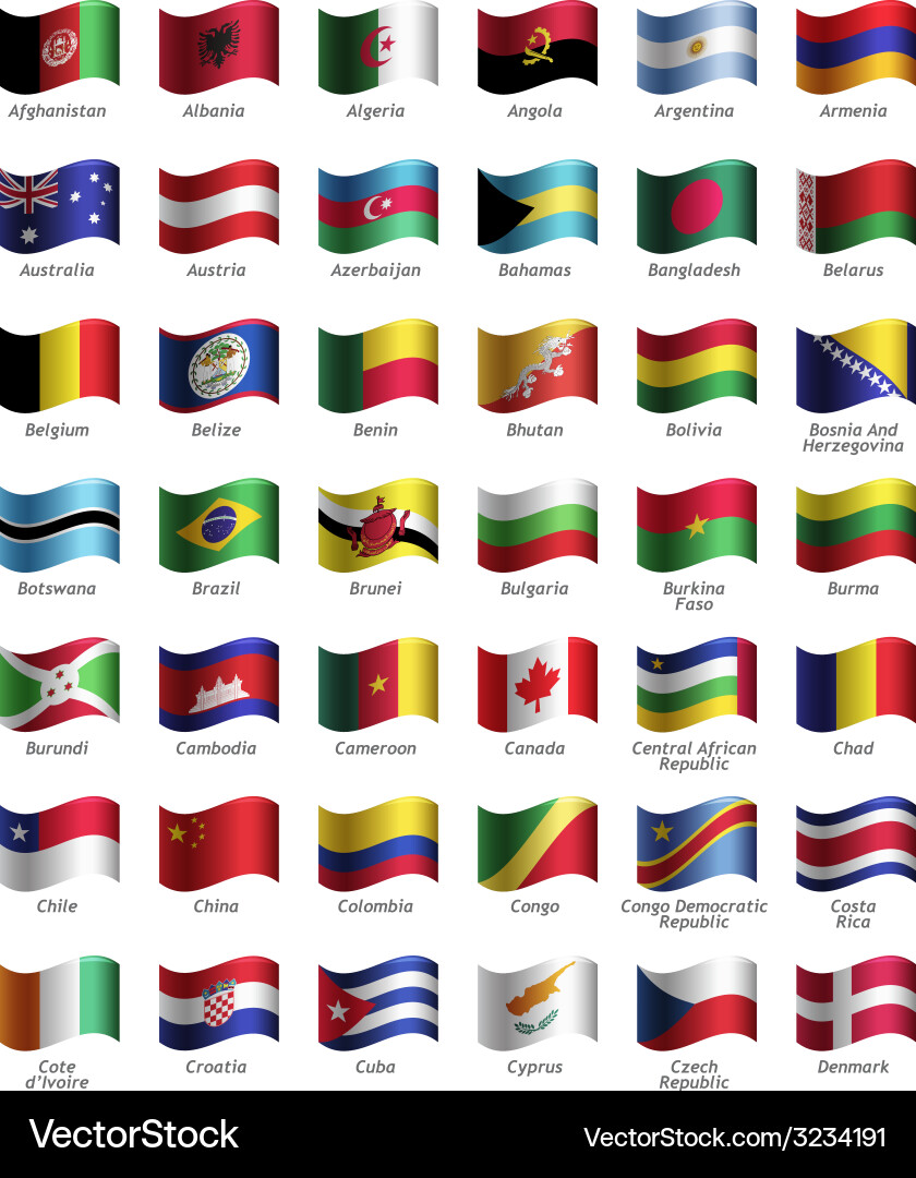 Set of buttons with flags vector image