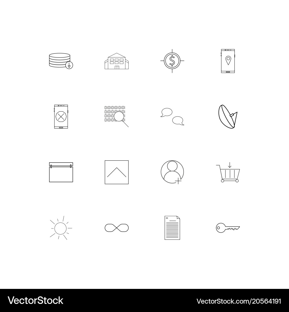 Signs and symbols simple linear icons set vector image