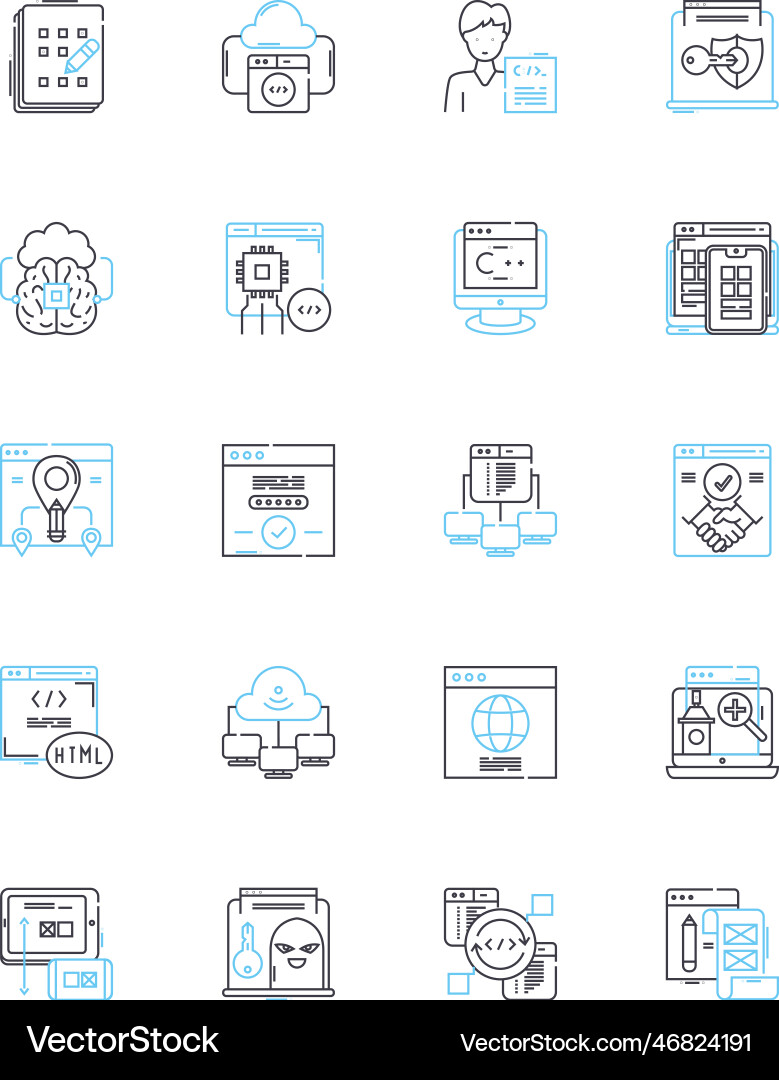 Smart computing linear icons set automation Smart computing linear icons set automation vector image