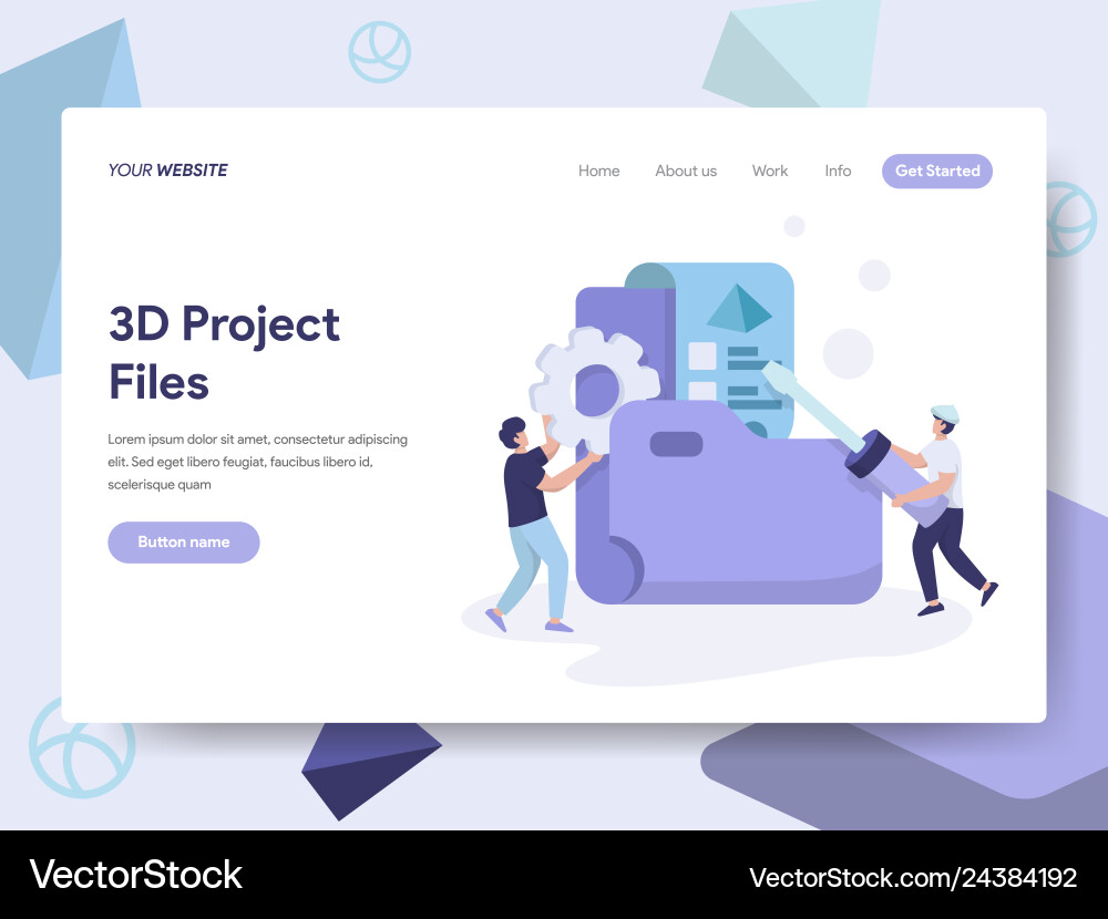 3D Project File Website Template vector image