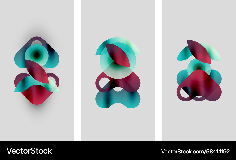 Abstract artwork three panels display overlapping Vector Image