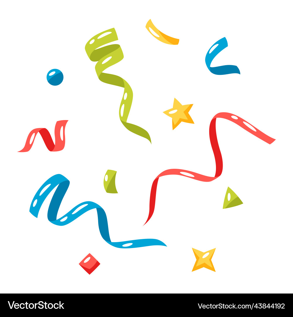 Background with color confetti and streamers Background with color confetti and streamers vector image