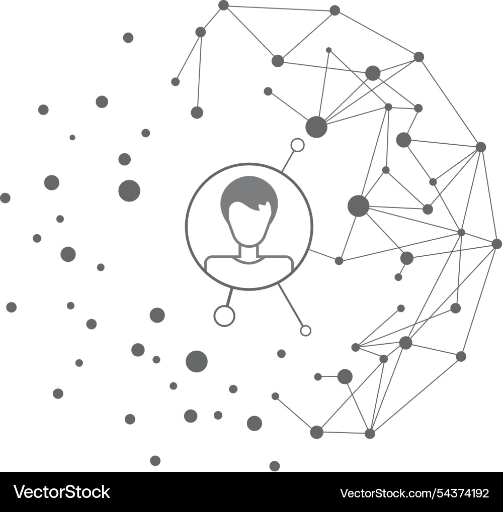 Connected user data global dots vector image