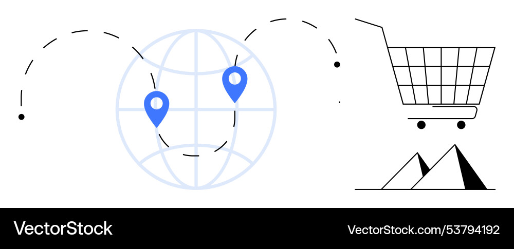Global shopping and delivery concept with map Vector Image