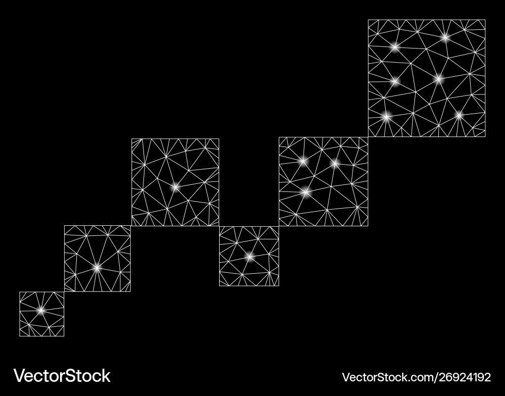 Glowing mesh 2d square blockchain with light spots Glowing mesh 2d square blockchain with light spots vector image