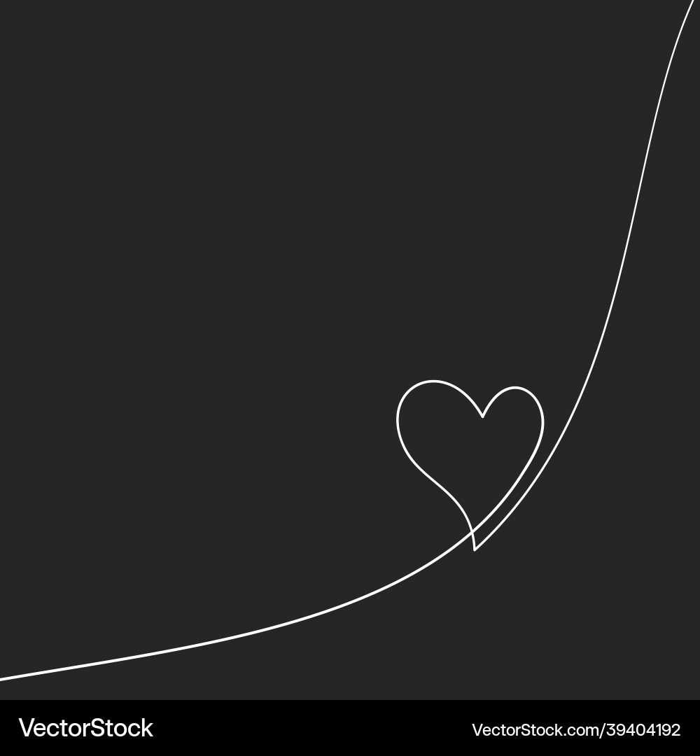 Heart corner decoration continuous one line vector image