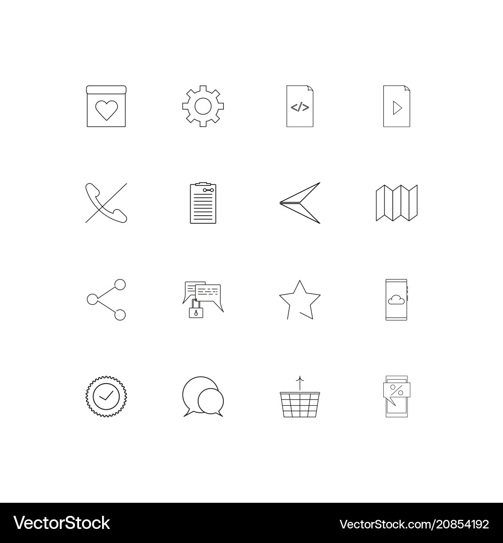 Interface linear thin icons set outlined simple vector image