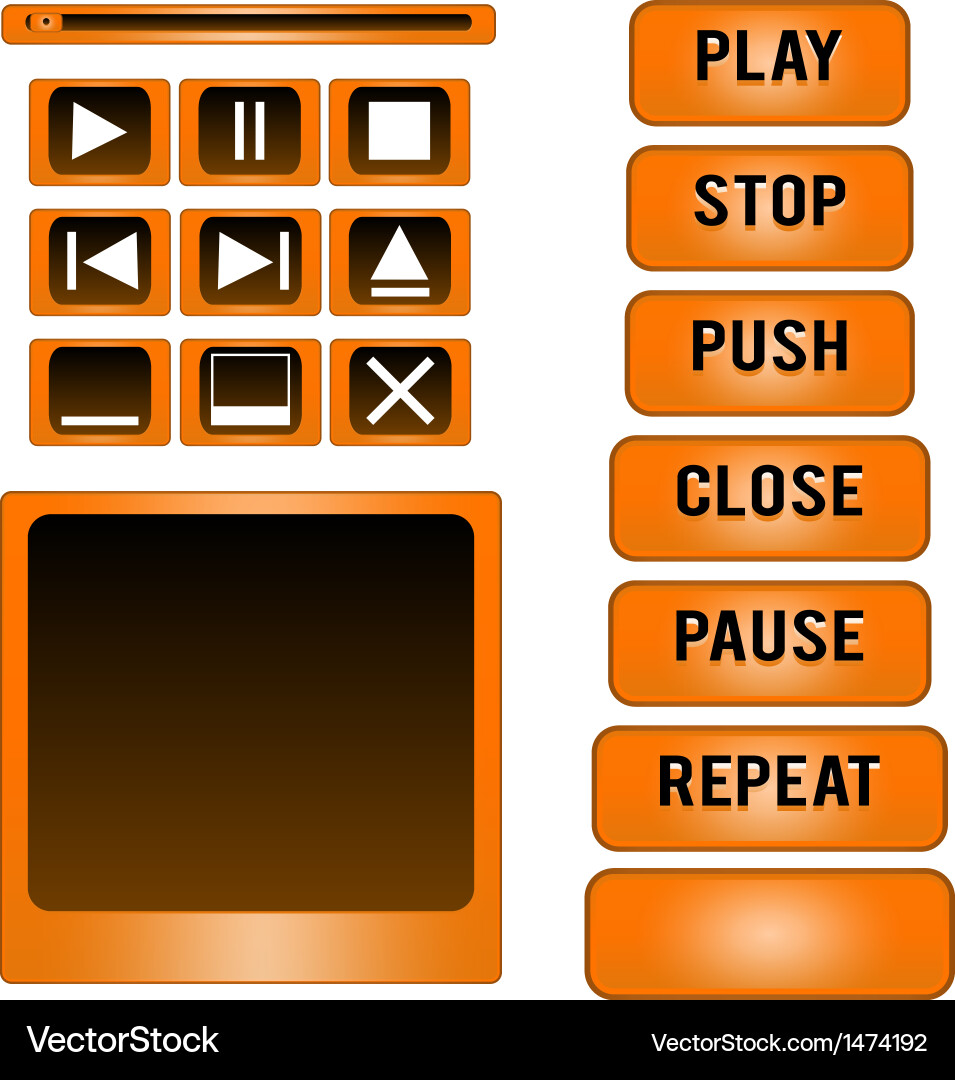 Media player buttons design elements vector image