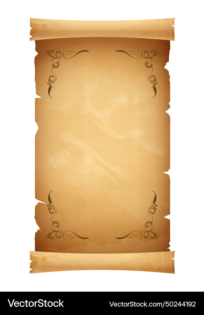 Old parchment paper scroll with engraved border Vector Image