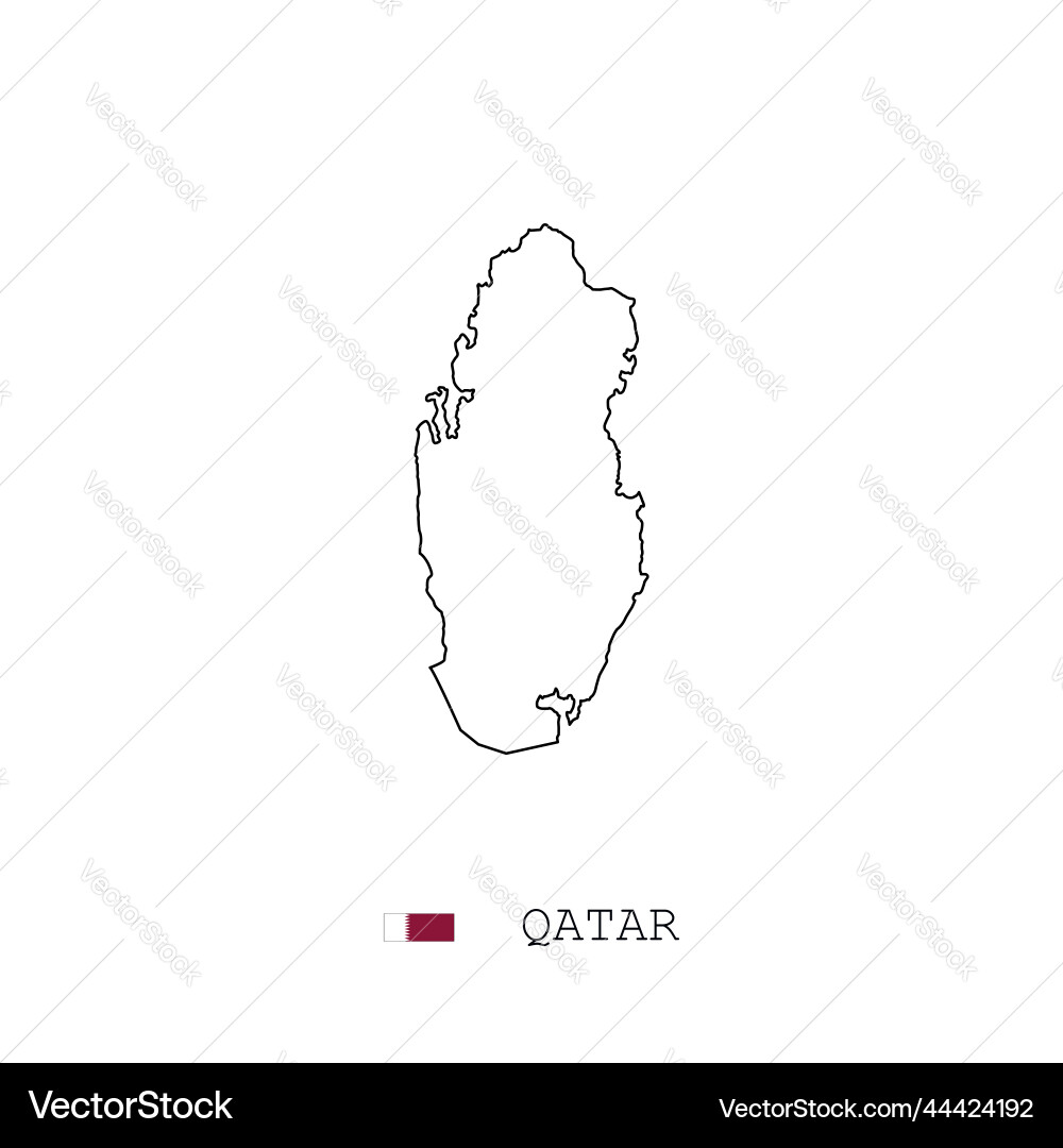 Qatar map outline line linear Qatar map outline line linear vector image