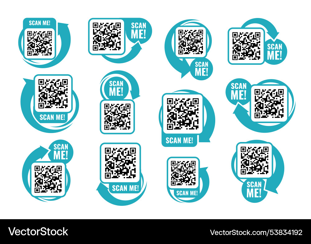 Qr code template set scan me icon for payment Qr code template set scan me icon for payment vector image
