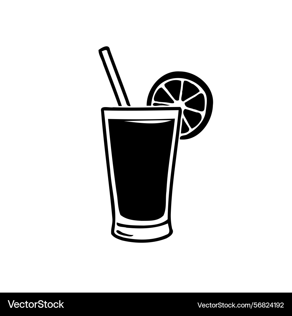 Refreshing drink with citrus slice and straw Refreshing drink with citrus slice and straw Vector Image