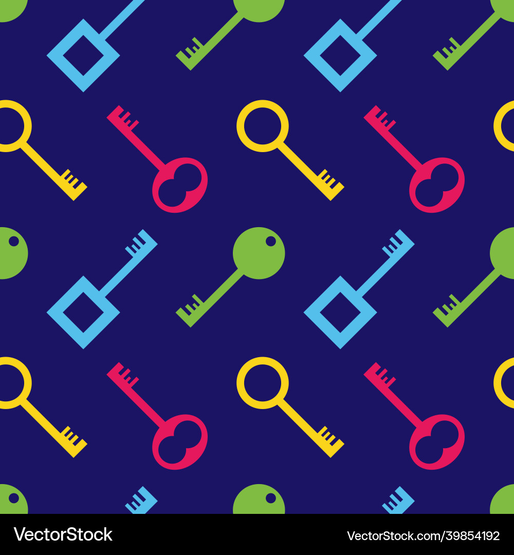 Seamless pattern with cute and colorful keys Vector Image