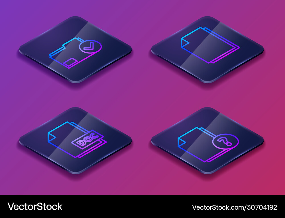 Set isometric line document folder and check mark Set isometric line document folder and check mark vector image