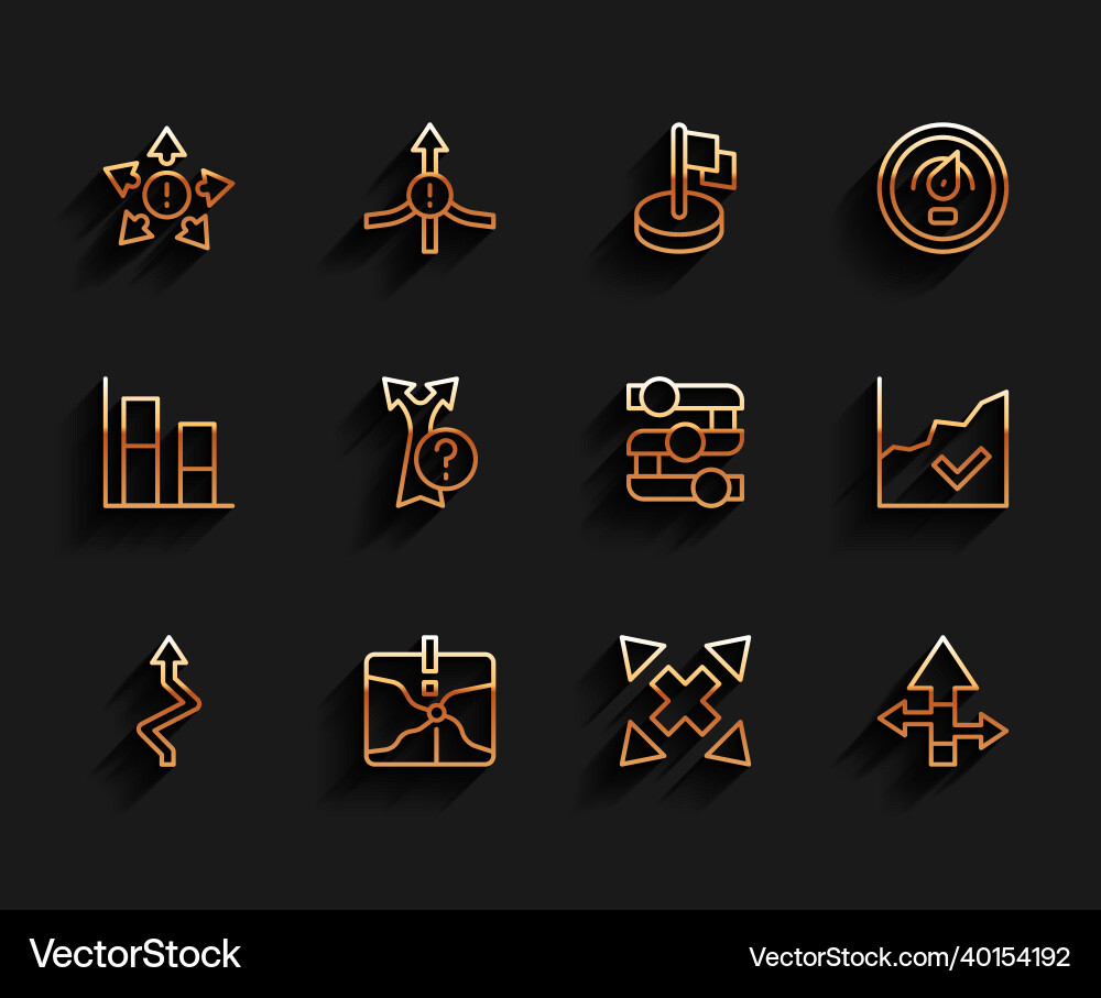 Set line arrow intersection point many ways Vector Image