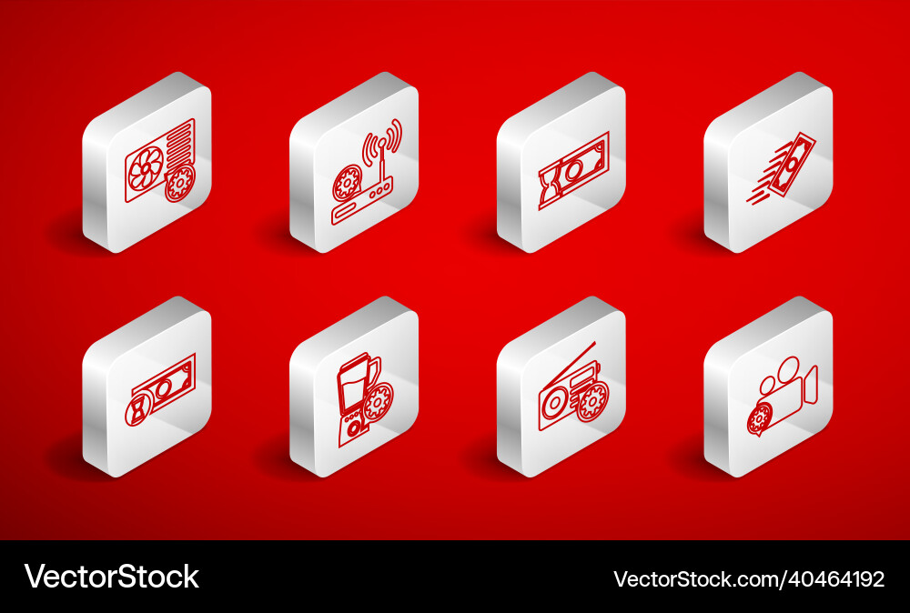 Set line video camera setting router and wi-fi Set line video camera setting router and wi-fi vector image