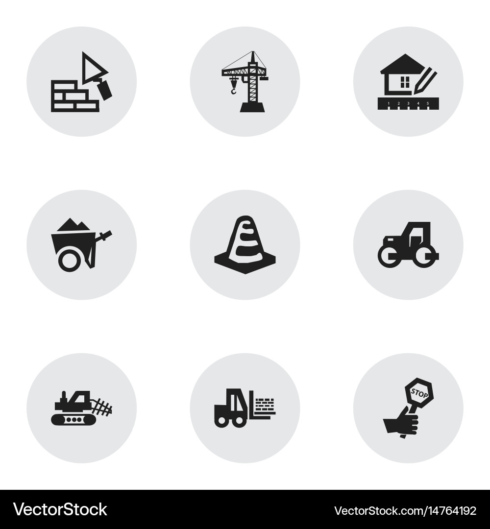 Set of 9 editable building icons includes symbols vector image