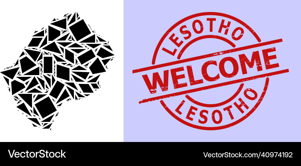 Simple geometric mosaic map of lesotho with round Simple geometric mosaic map of lesotho with round vector image