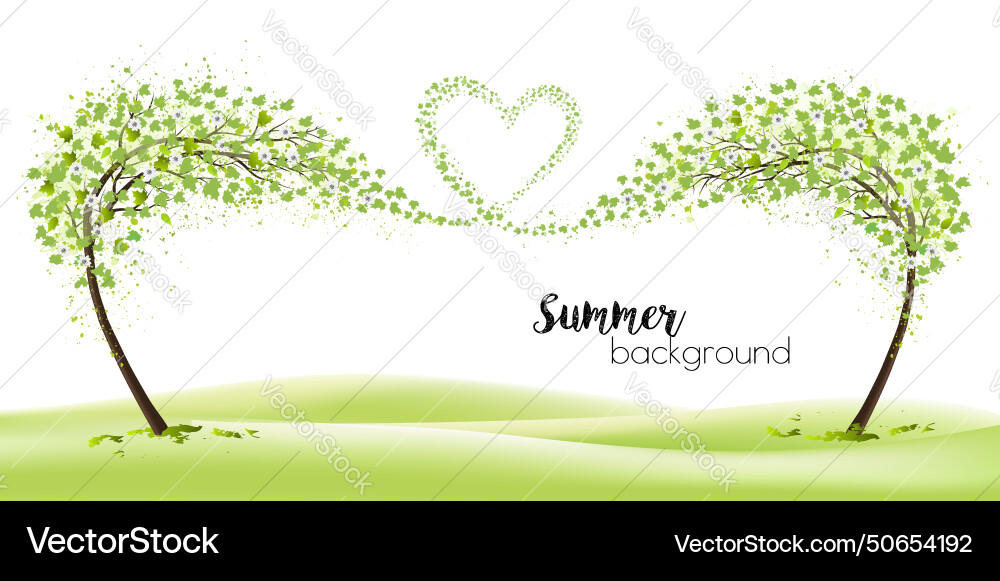 Summer background with stylized trees vector image