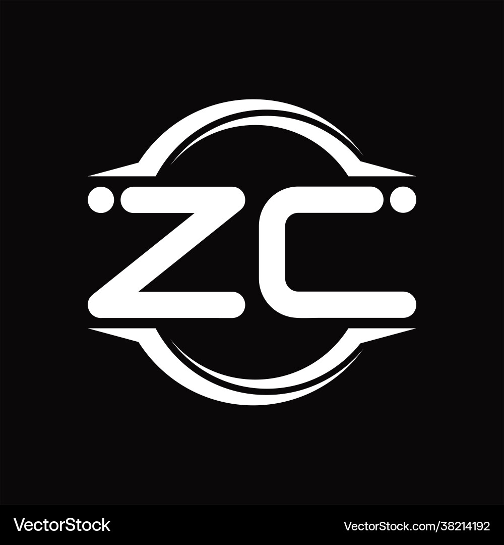 Zc logo monogram with circle rounded slice shape Zc logo monogram with circle rounded slice shape Vector Image