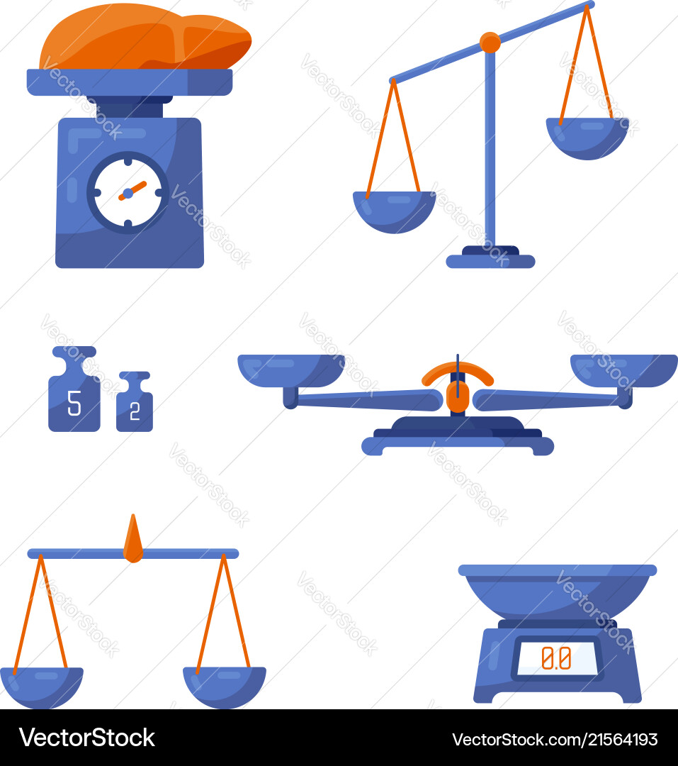 A set of different scales in flat style A set of different scales in flat style vector image