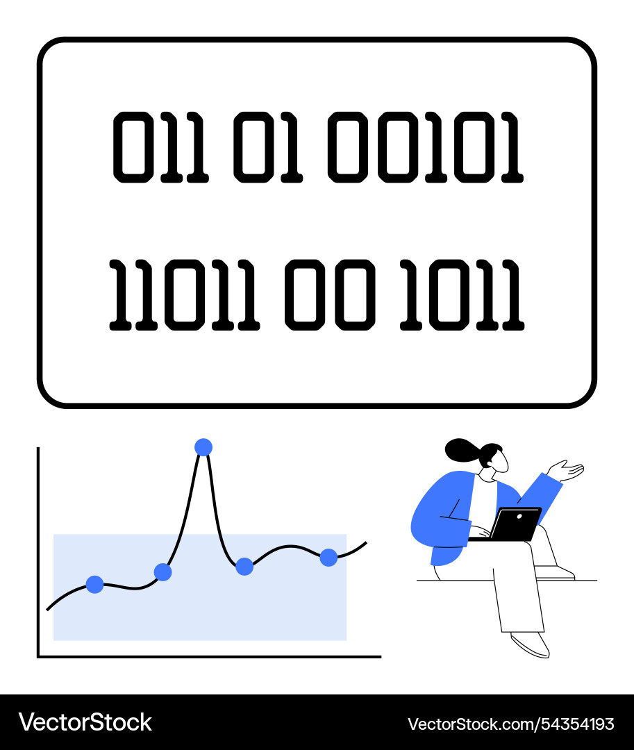 Analyzing binary code in data trends Analyzing binary code in data trends vector image