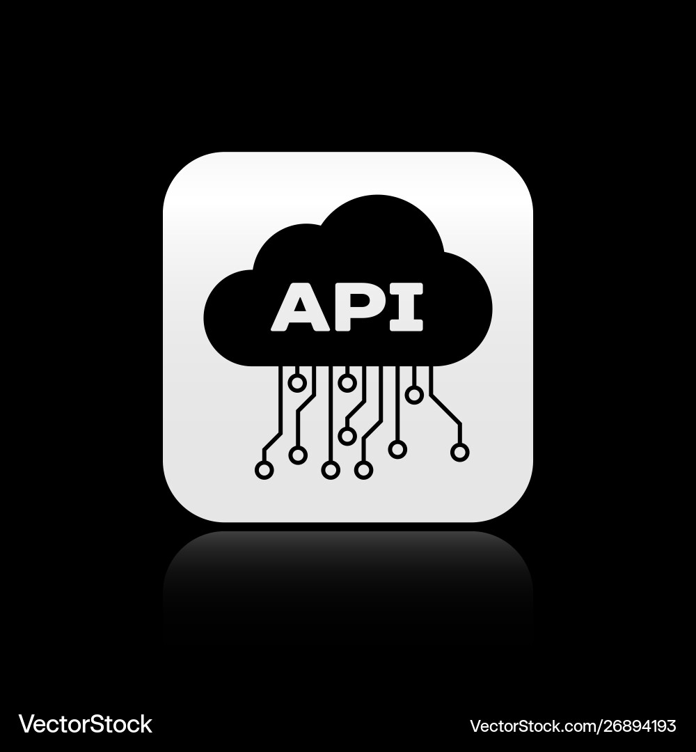 Black cloud api interface icon isolated on Black cloud api interface icon isolated on vector image