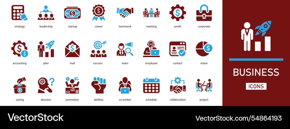 Business icon set Royalty Free Vector Image - VectorStock