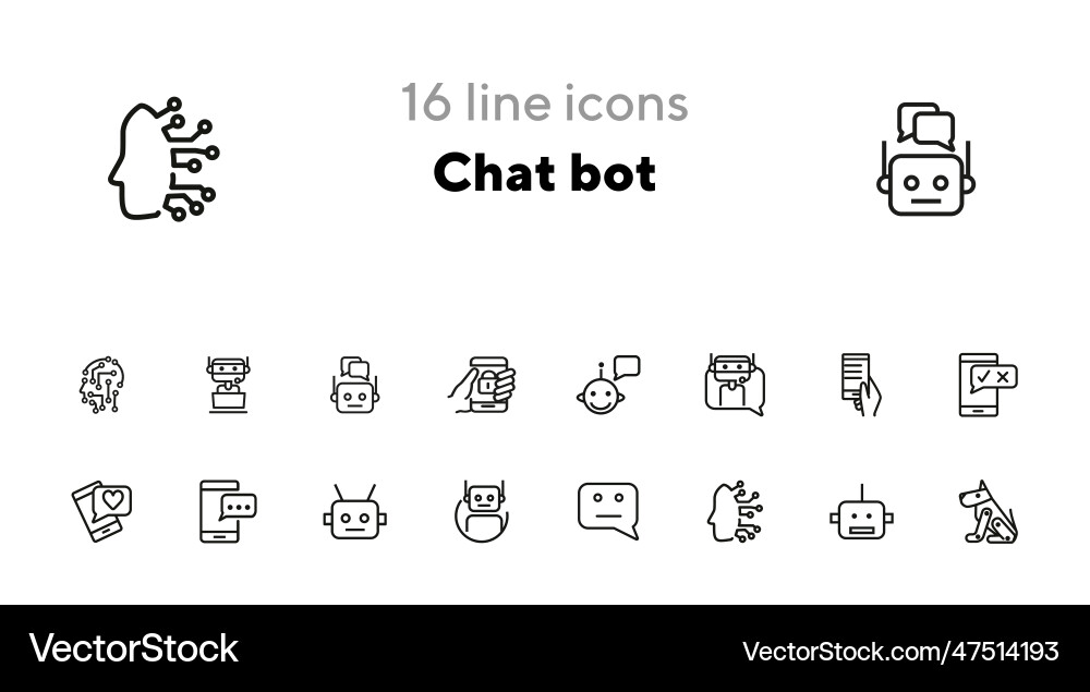 Chat bot line icon set Vector Image