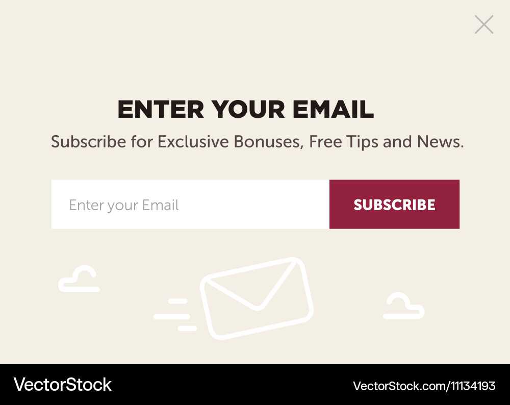 Design of the website form for email subscribe vector image