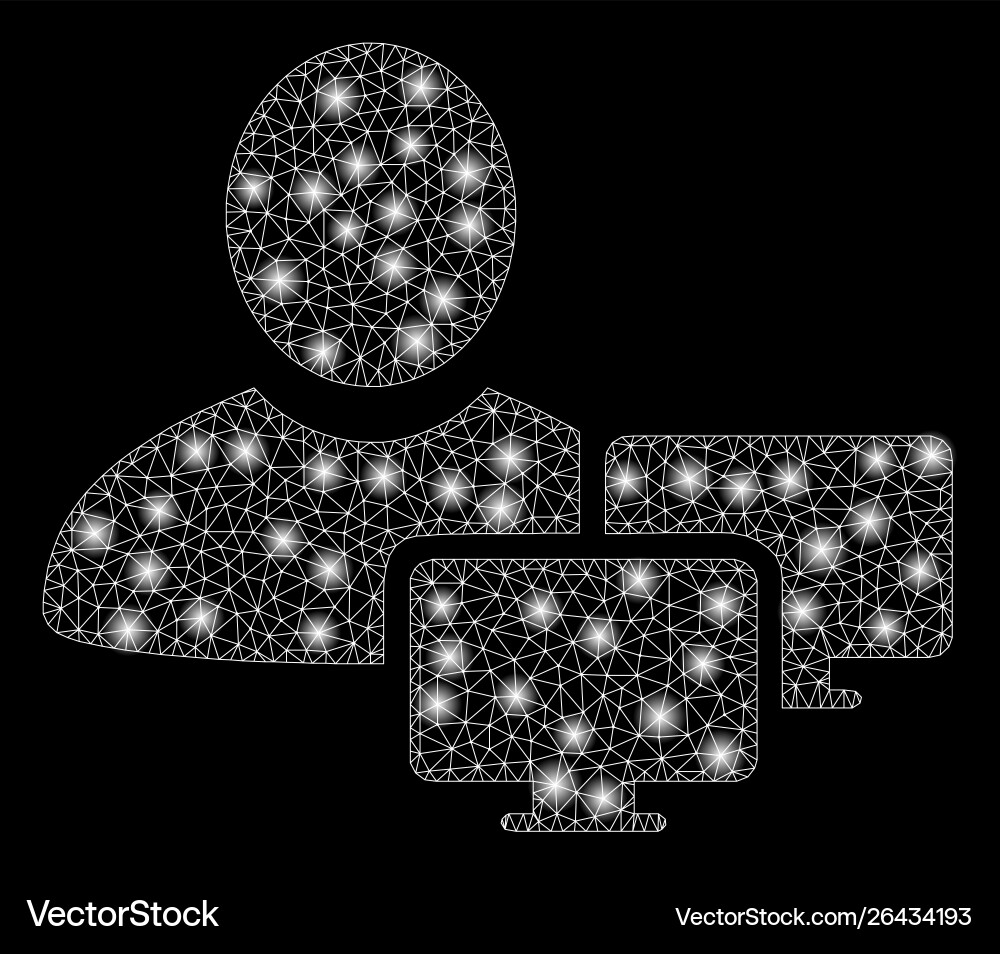 Glossy mesh 2d computer administrator with light Glossy mesh 2d computer administrator with light vector image
