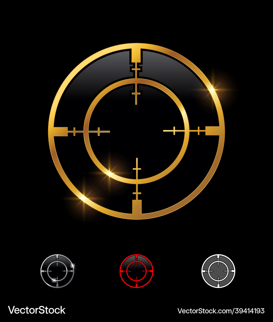 Golden Crosshair Target Sign Vector Image