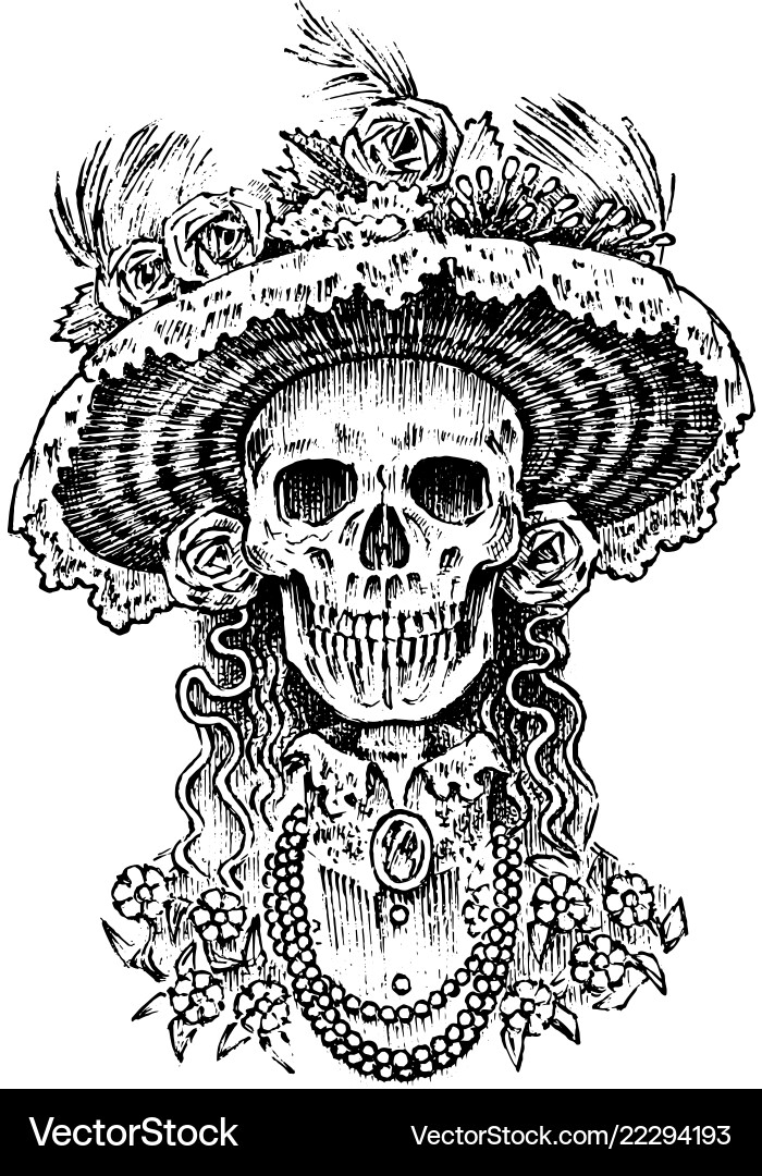 La calavera catrina elegant woman skeleton day vector image