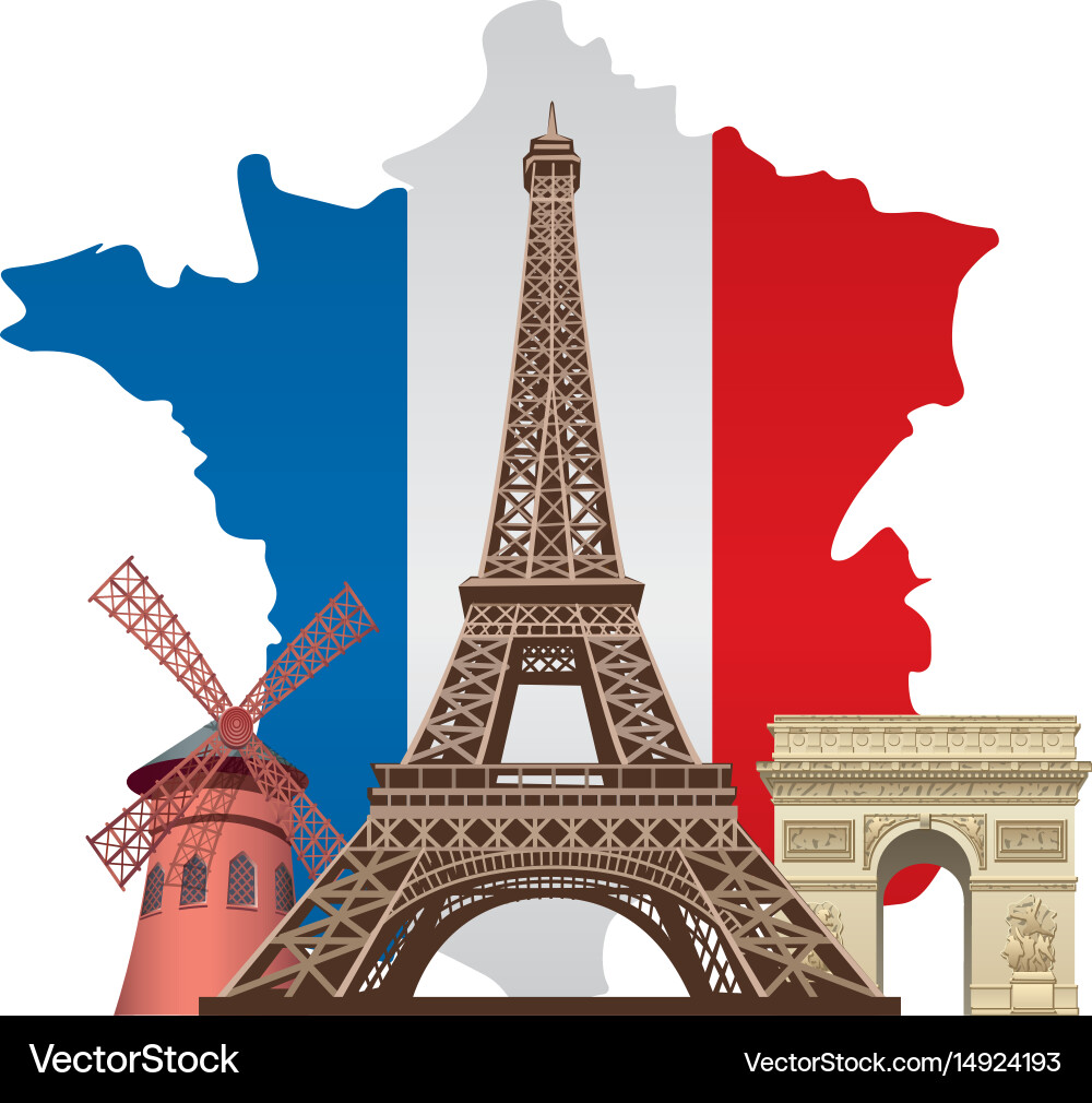Landmarks of france (14924193) – Royalty-Free Vector | VectorStock, image size:1000x1010