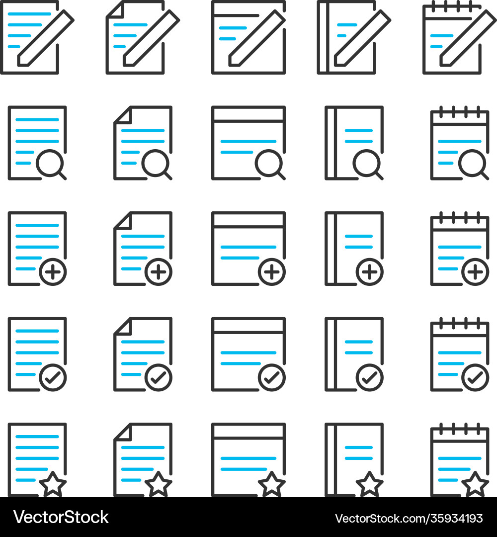 Line icon set business and document program user Vector Image