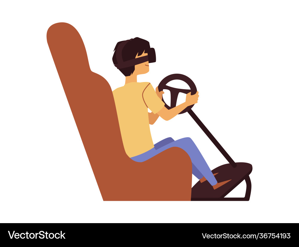 Man with vr devices is playing a virtual reality Man with vr devices is playing a virtual reality Vector Image