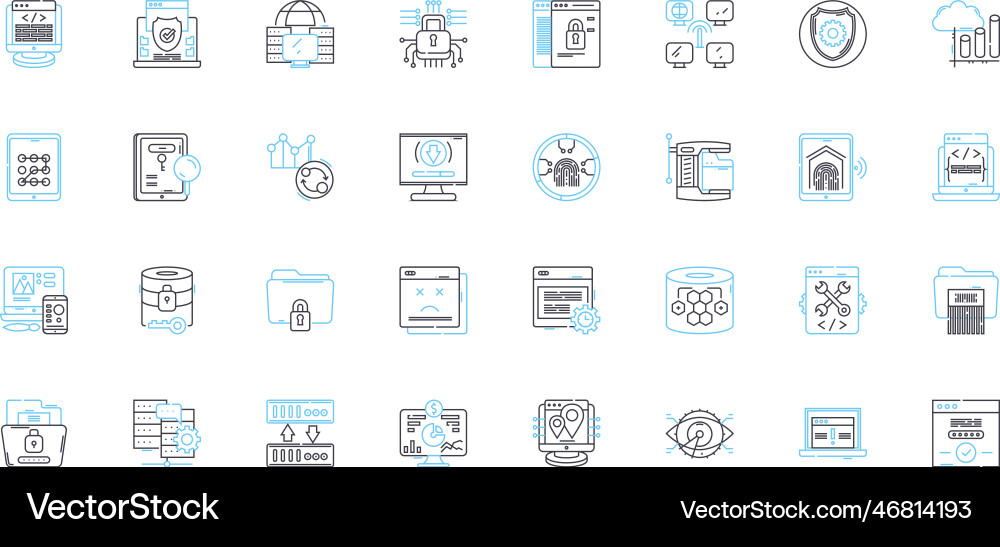 Mobile privacy linear icons set encryption Mobile privacy linear icons set encryption Vector Image