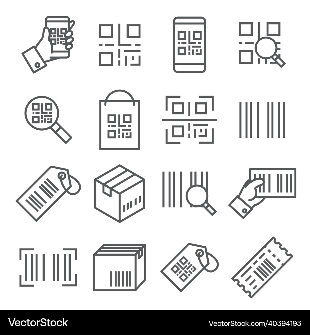 QR Code Line Icons Set Vector Image