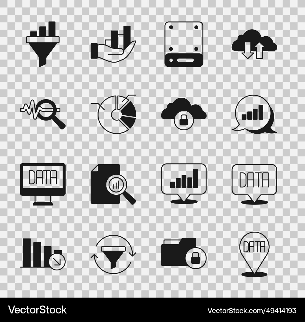 Set data analysis pie chart infographic server Set data analysis pie chart infographic server vector image