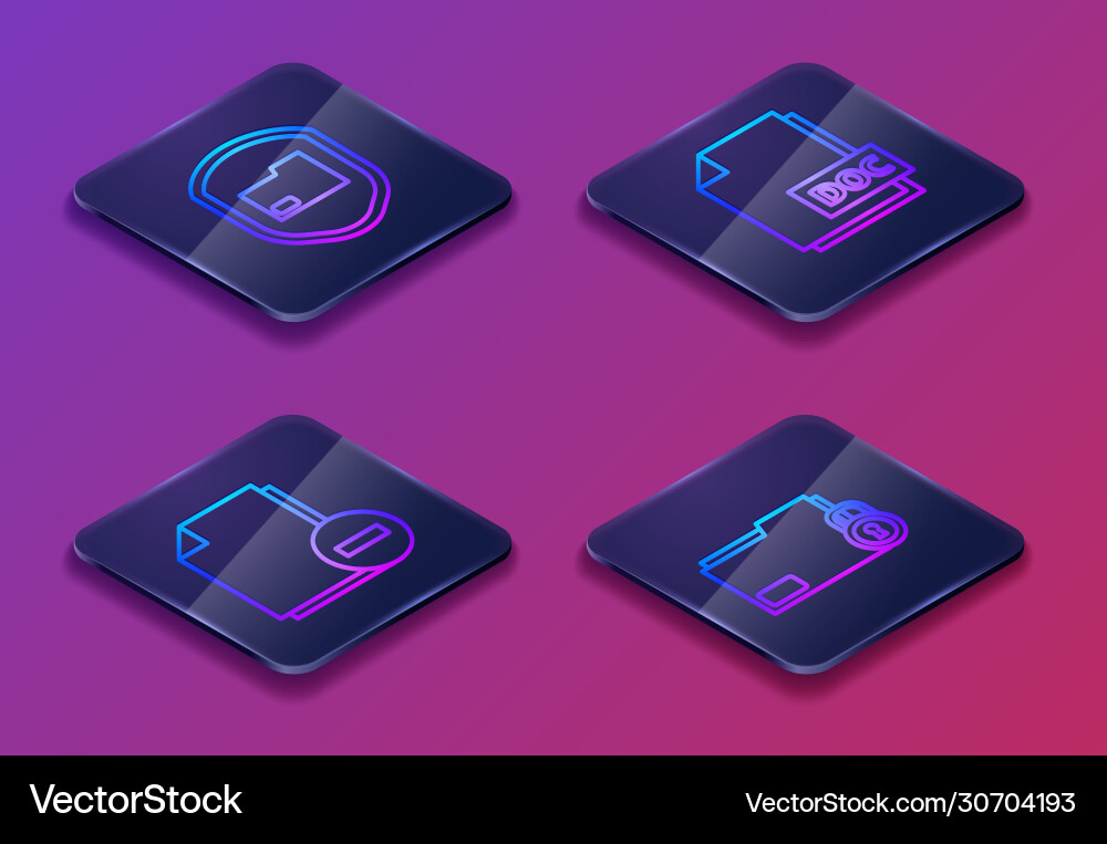 Set isometric line document folder protection Set isometric line document folder protection vector image