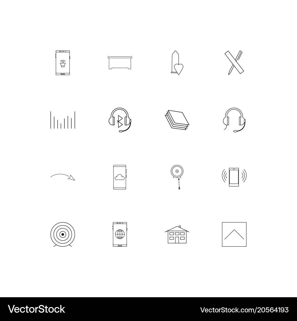 Signs and symbols simple linear icons set vector image