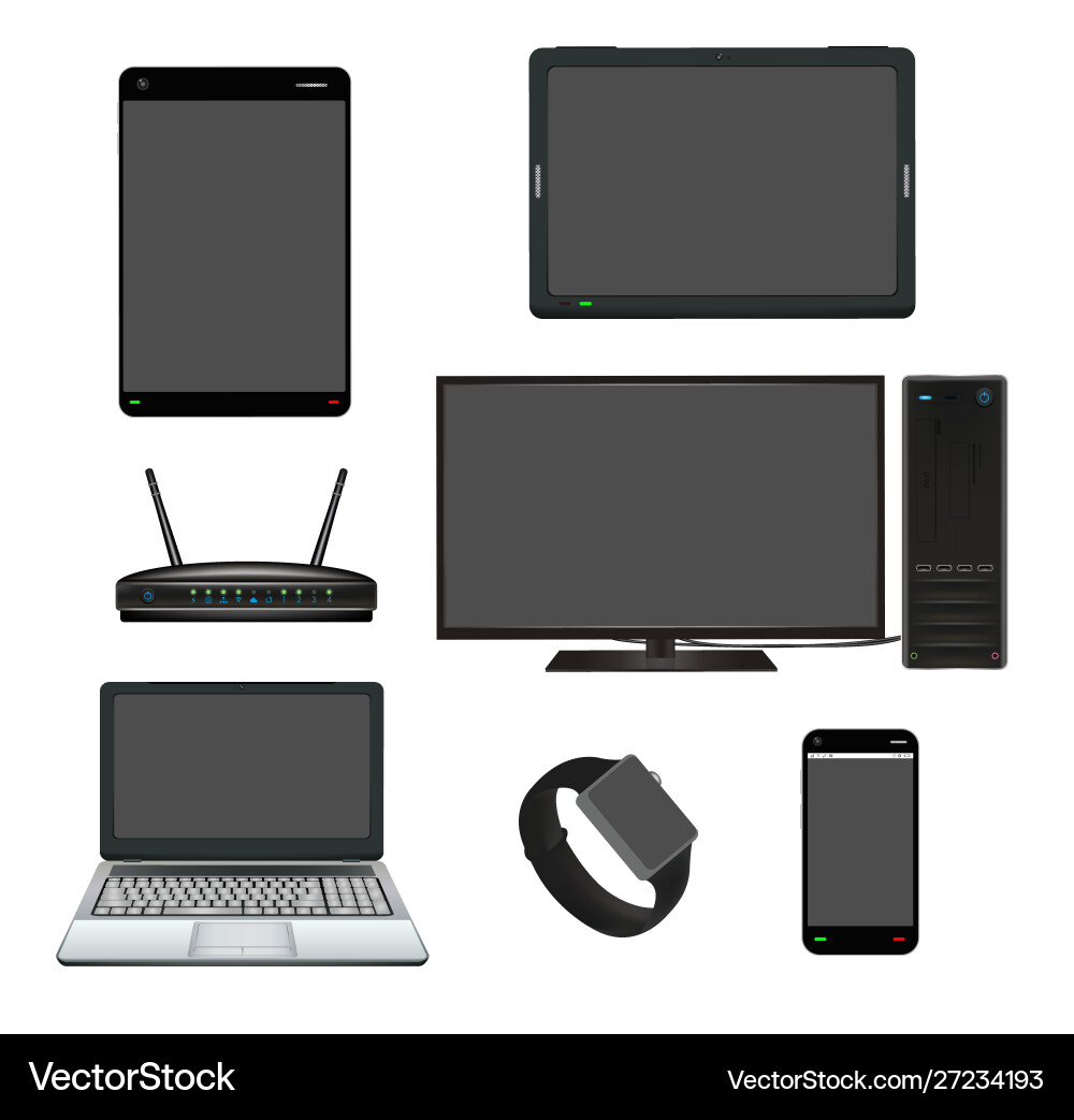 Smart device computer router set Smart device computer router set vector image